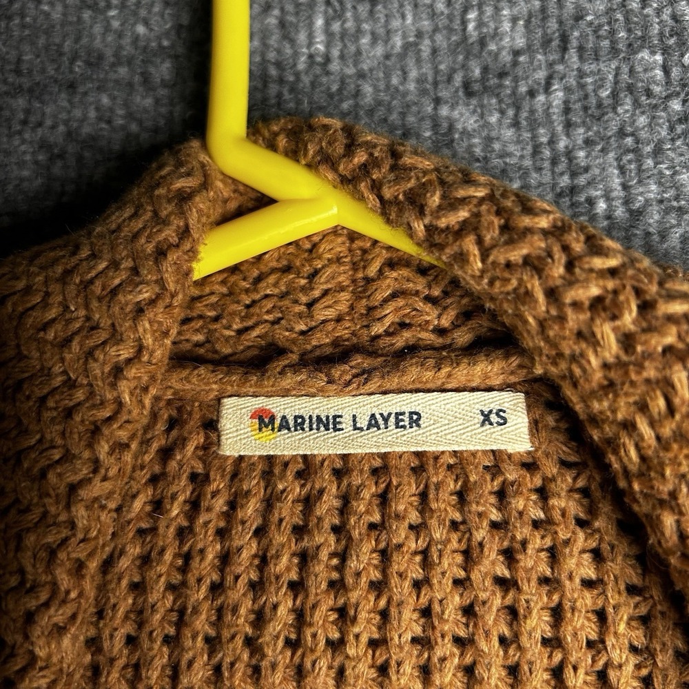 Marine Layer Open Front Cardigan Chunky Knit Size Xs Mustard Yellow - Picture 3 of 8